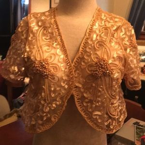 Gold Embellished Short Bolero Tunic - Women Tops